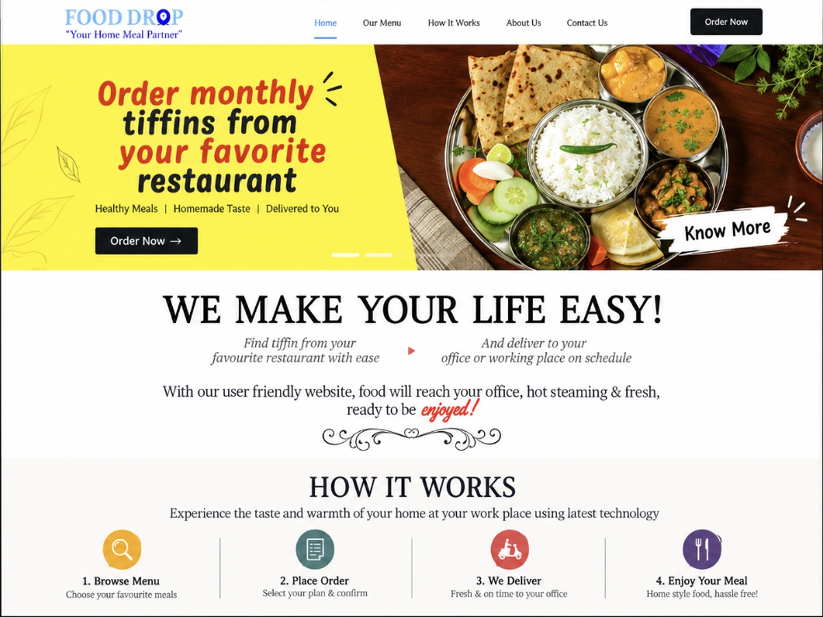 Food Drop — Tiffin & Meal Delivery Platform