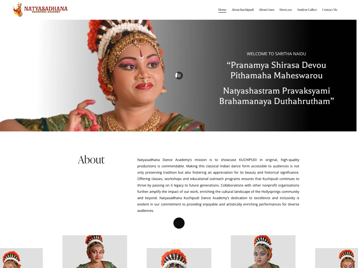 Saritha Dance Academy website preview