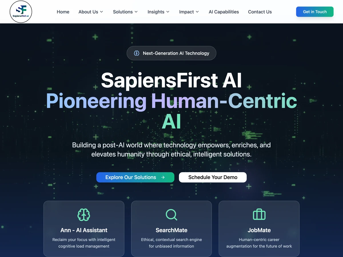Sapiens First website preview