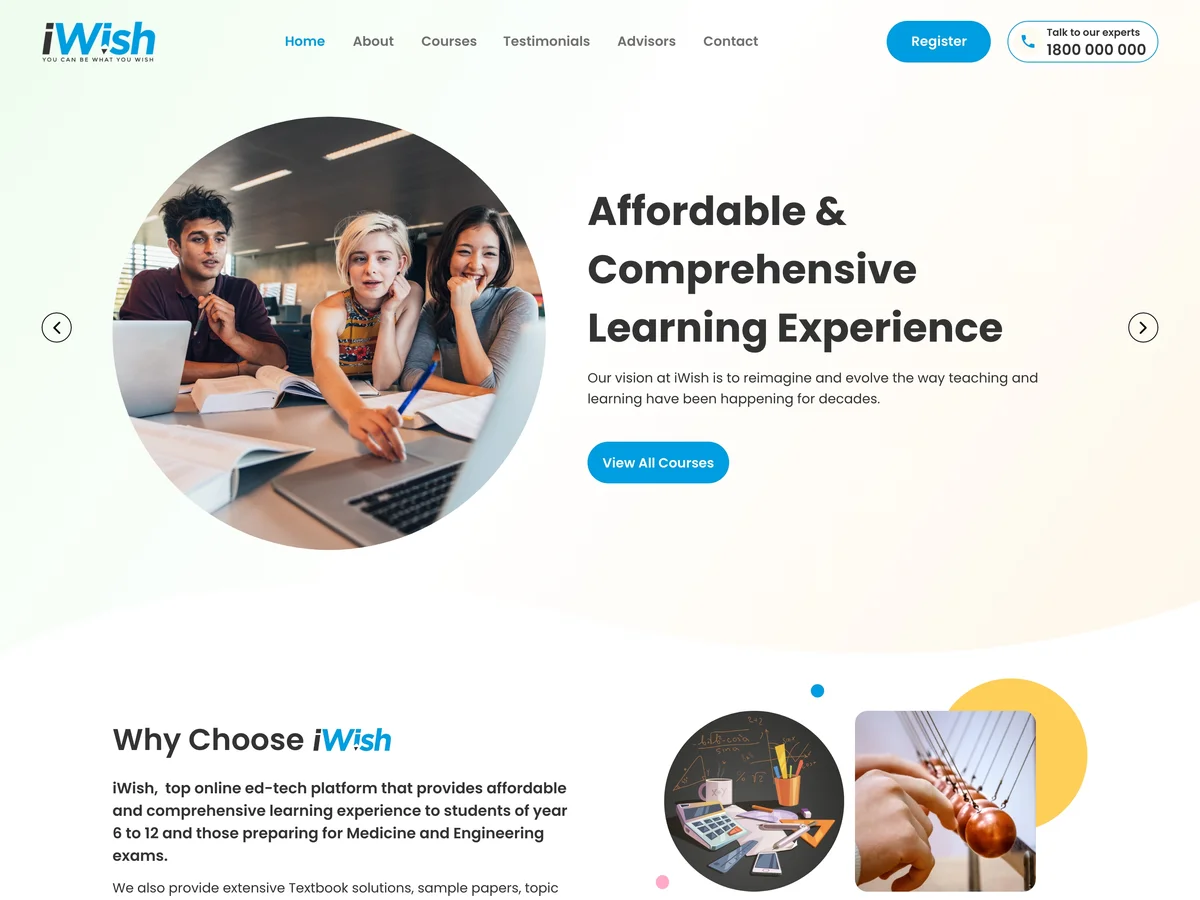 IWish Academy website preview