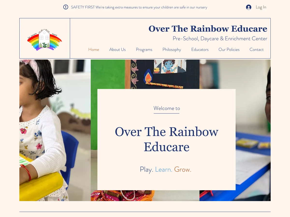 Over The Rainbow Preschool website preview