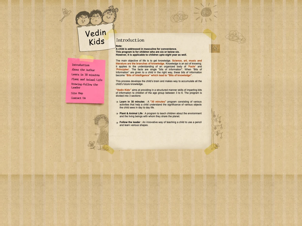 Vedin Kids website preview