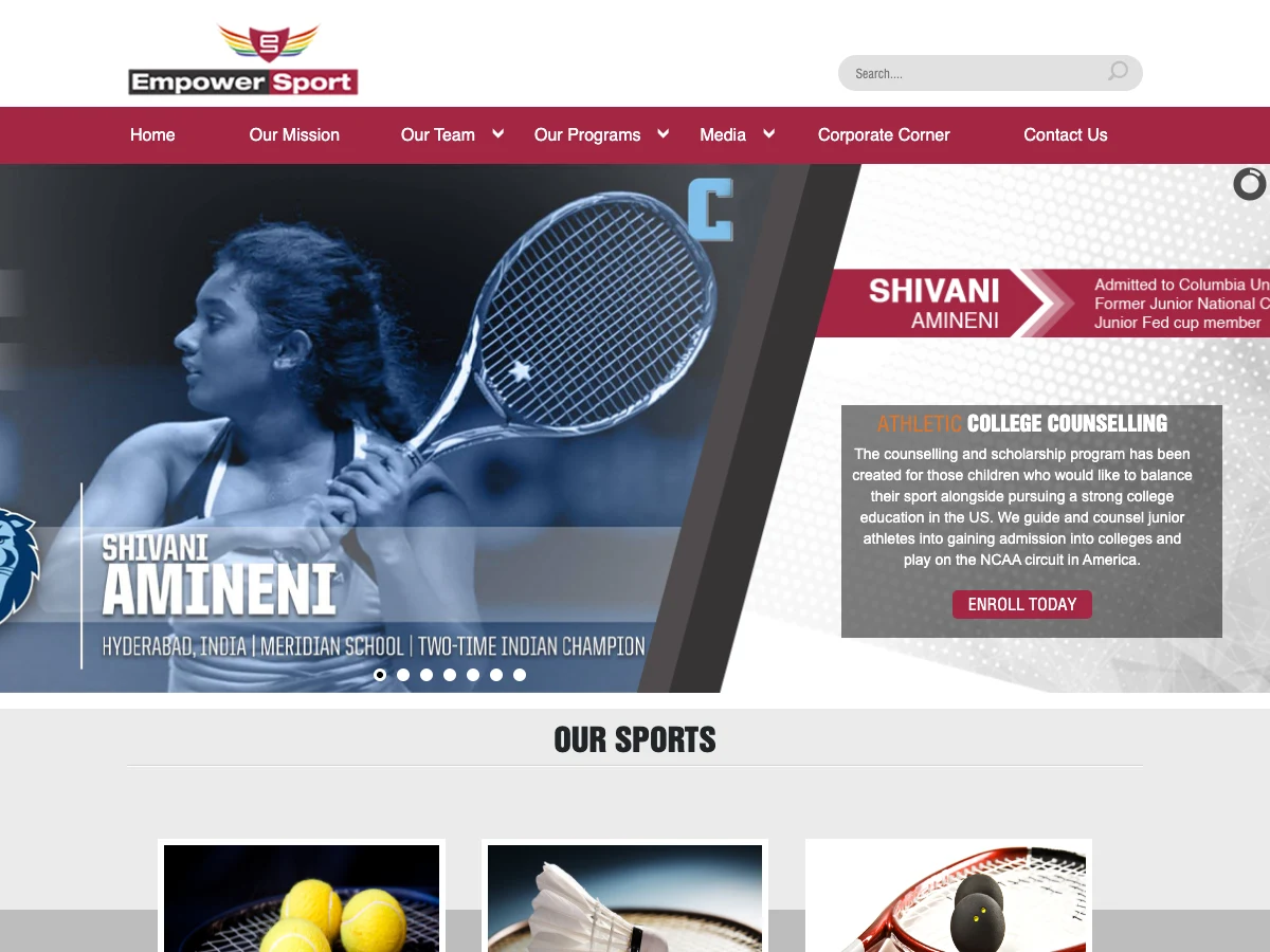 Empower Sports website preview