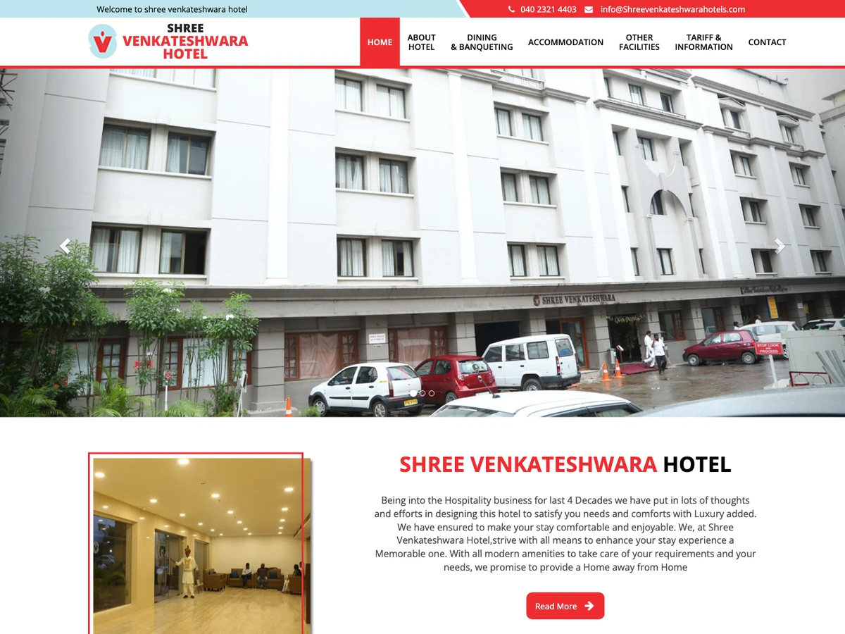 Sri Venkateshwara Hotels website preview