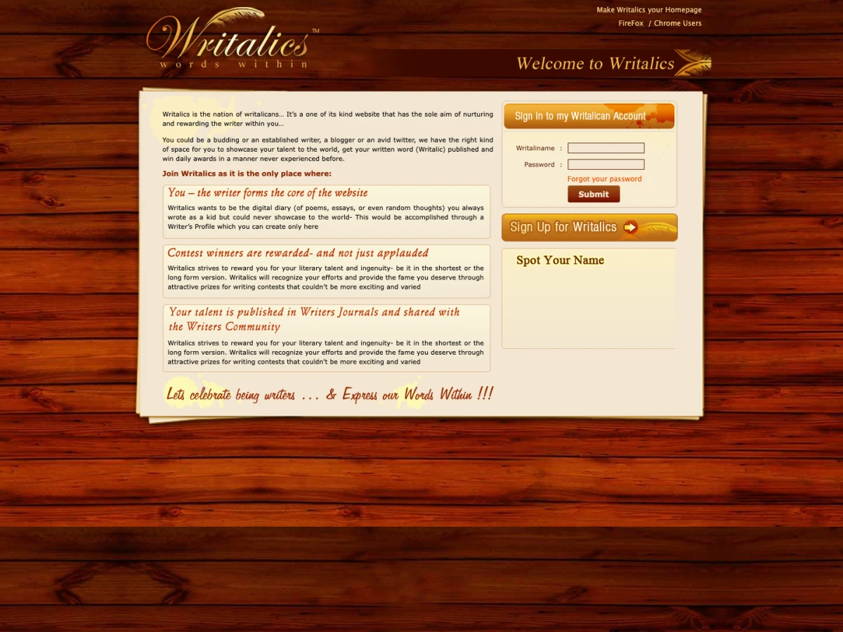 Writalics website preview