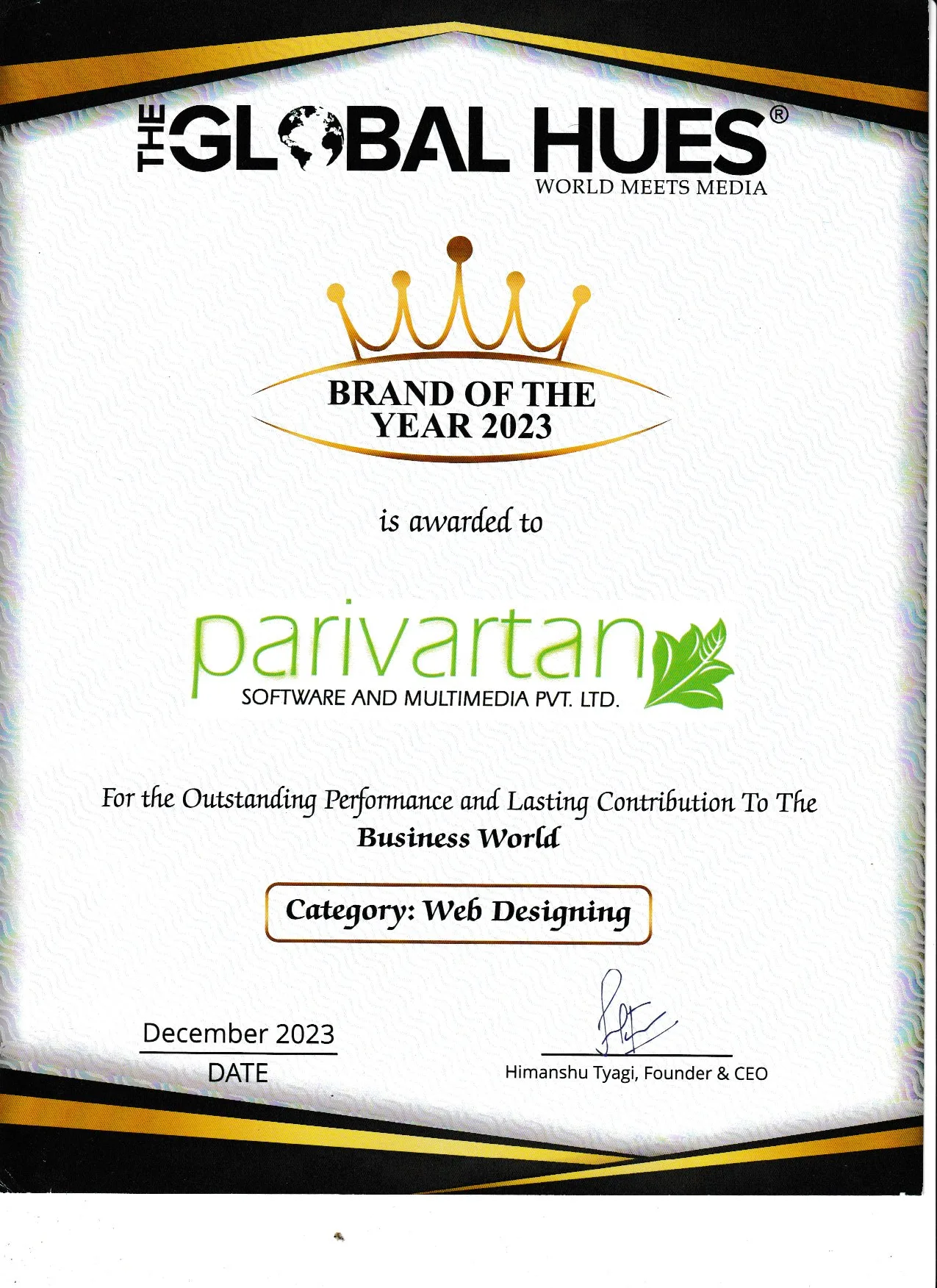 The Global Hues Certificate