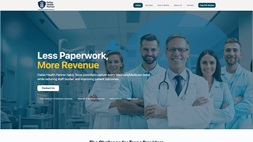 Dallas Health Partner Desktop View
